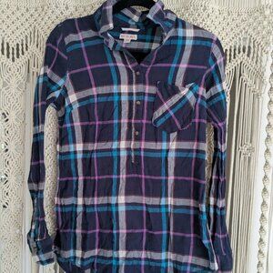 Merona Plaid Blouse Med